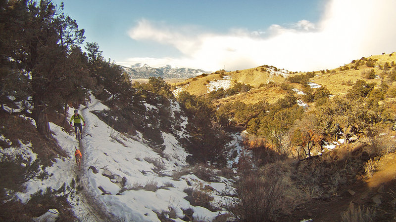 Mid winter ride on Backbone trail, S mountain, Salida.