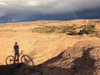 Evening rain showers and the setting sun bring the sandstone contours to life.
