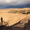 Evening rain showers and the setting sun bring the sandstone contours to life.