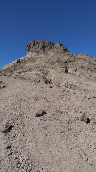 Looking up Sugarloaf. There is a trail up to the base of the cliff but it is challenging, even on foot.