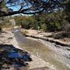 Limestone creek shelf. Cross the creek and head up to the Spillway climb.