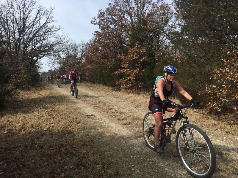 Flying down the Green Trail hill!