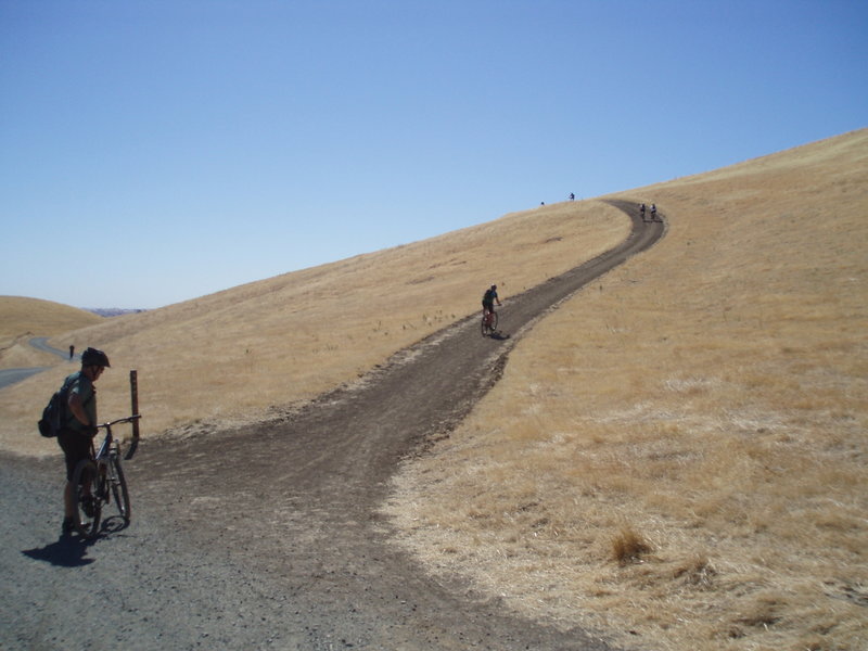 Getting "psyched" for Ridge Trail climb.