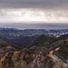 Panorama overlooking the bridge on this section of the Backbone Trail.