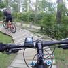 Playground Skills area. Riding the "Willy Wonky" bridge.