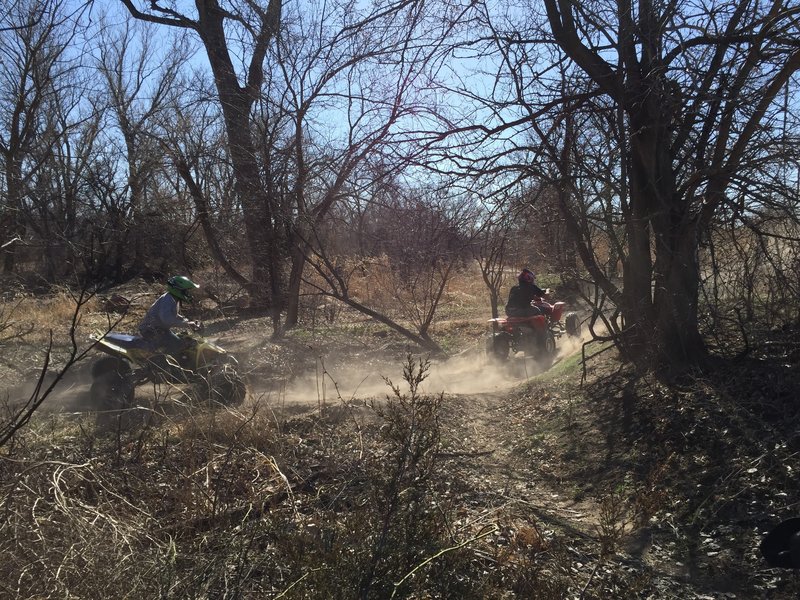 A crossing where the ATV trail has overtaken some of the singletrack. Be aware singletrack riders are an annoyance to ATV and motorcycle riders in this area.