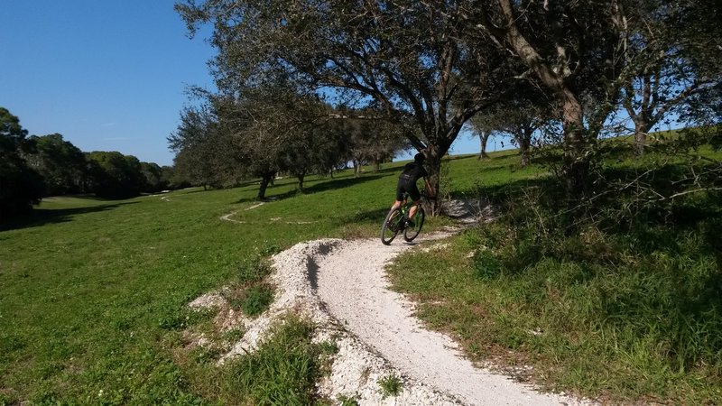 Rider navigating a section of Dyer Hill called "The Playground."