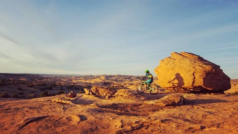 Sunset ride at Slickrock Practice Loop.