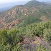 View from Santiago Truck Trail (looking west) of The Luge trailhead, with Orange County in the background.