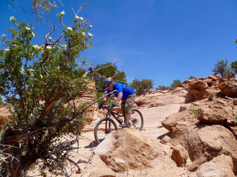 Maneuvering slick rock.