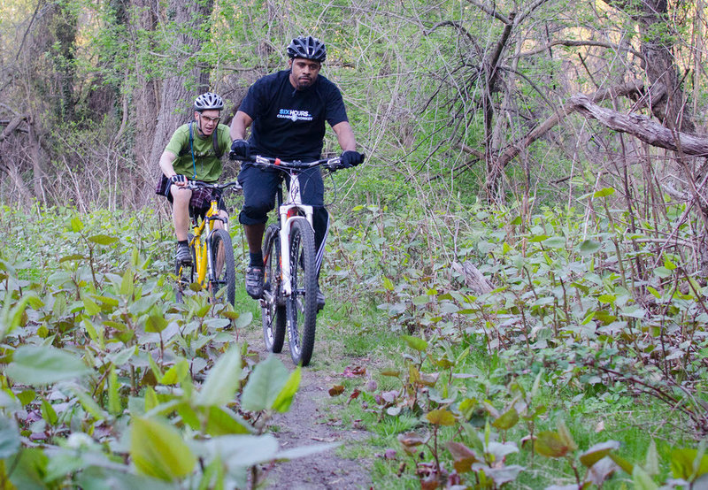 Dan and John riding in Fort Dupont.