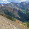 The steep switchbacks from Oscar's Pass down to Chapman.