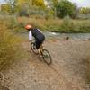 Ripping a corner on River Run Trail.