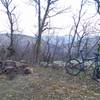 A campsite with a view, just before passing under the power lines.