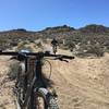 Coming down desert singletrack shared with motos.