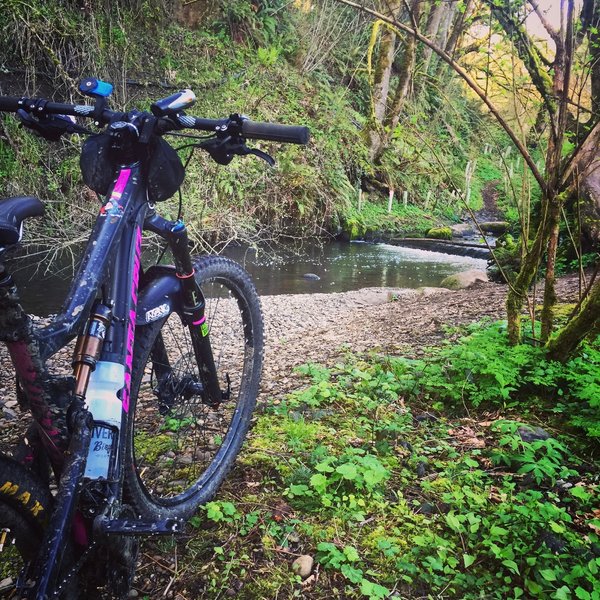 Stopping for a break by Mill Creek.