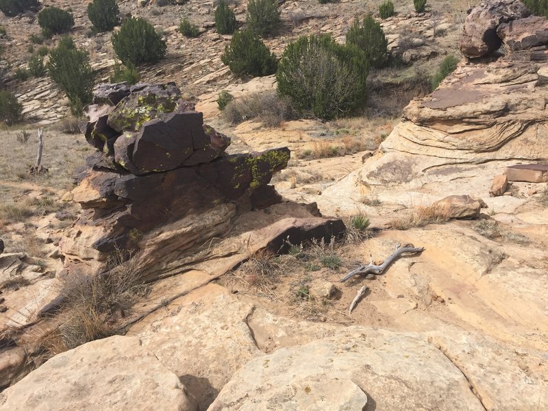 Rock climb on trail.