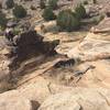 Rock climb on trail.