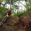 Banked turn on Las Catalinas trail.