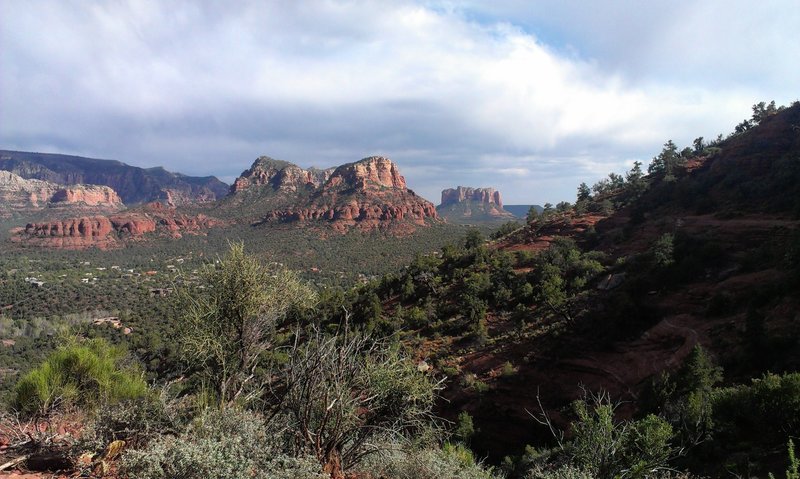 Looking south over Sedona from the east side of the Airport Loop. Courthouse Butte is in the background.