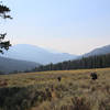 Meadowsurfing Twelvemile Meadow. Dropping down toward Warm Spring Creek with smoke from nearby wildfires.