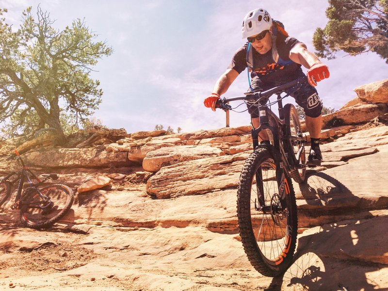 Switch backs on Porcupine Rim. The corners are really tight and require a bit of trials skills to get your bike around them.