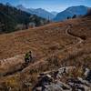 Into the Tetons. Rider Mitch Prissel ventures out on the brand new Rocky Mountain Way trail at Grand Targhee Resort towards Mill Creek and Teton Canyon. Photo: Dana Ramos - Instagram: @dnasince1979