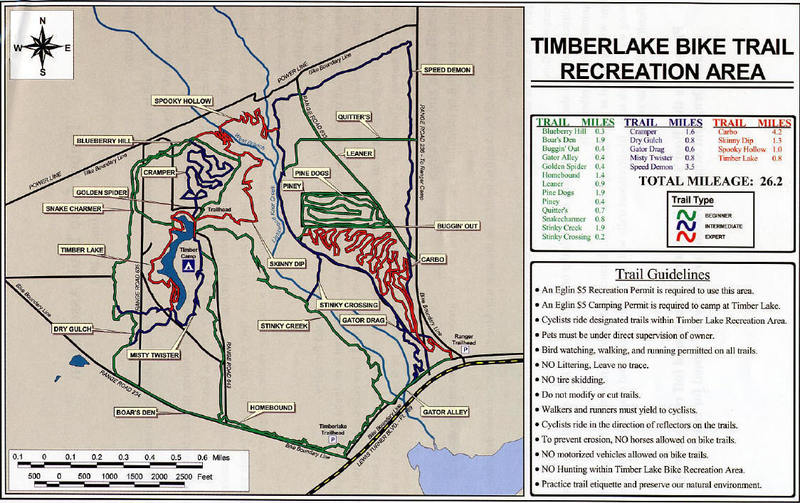 The extensive Timberlake Bike trail system. Main trailhead is on Range Road.
