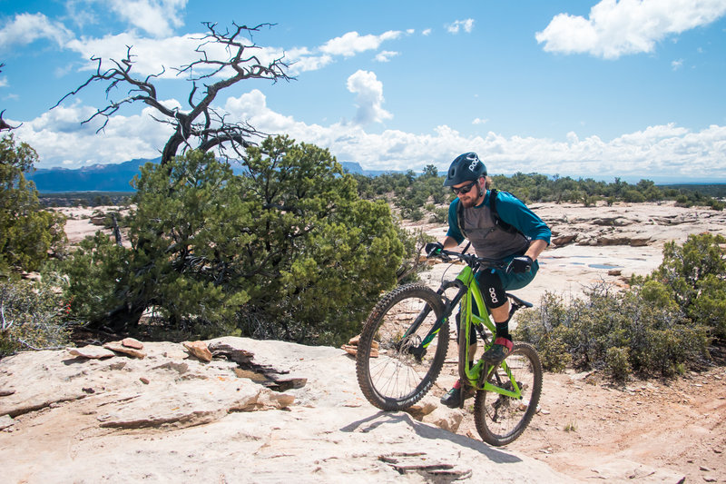 Fun technical slickrock on Little Creek Mesa.