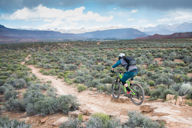 A fun little rock drop on the JEM Trail in Hurricane, UT.