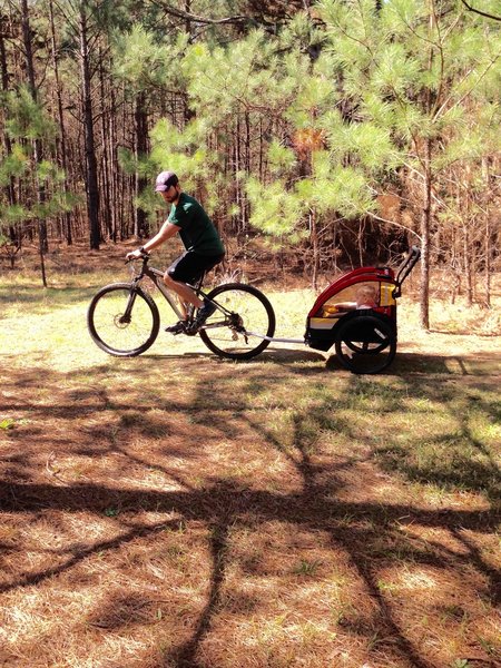 During the Try the Trail day....a local Dad takes his twins around the beginners trail.