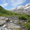 St. Helens, Plains of Abraham. Found a hidden wheel-sized hole in a stream - oops.