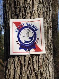Some signs mark the trail from the Fatty Walrus Fat Bike Race Series.