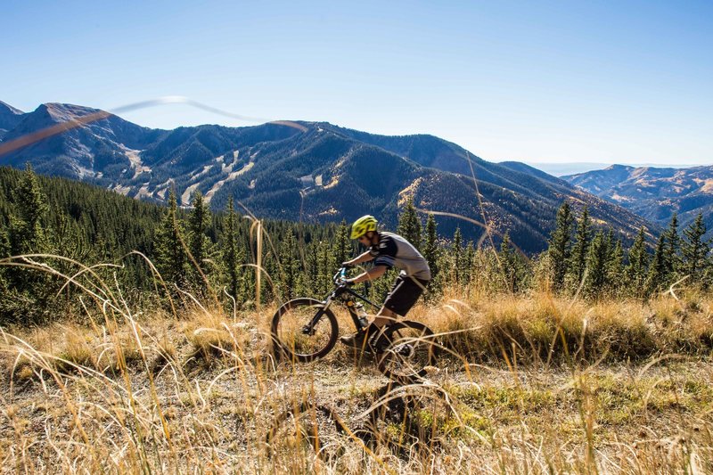 Riding across an overlook on the Frazer Mountain Road