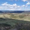 Looking southwest from Cheyenne Rim trail with the mountains in northern Rocky Mountain National Park in the background.