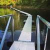 Floating mountain bike trail across Stryker Lake, Griffin Bike Park