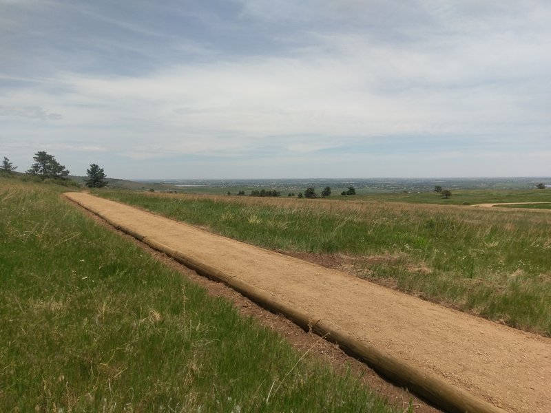 Views north from the raised trail bed, newly constructed in 2016