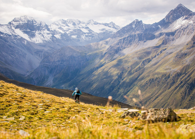 Starting the Davos Epic Ride near the top of Jakobshorn lift.