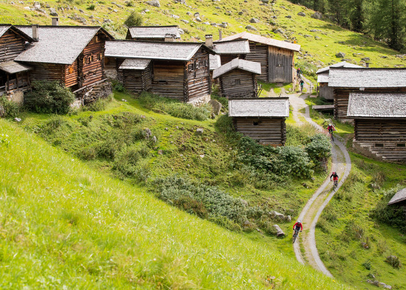 Descending through the small village of Oberalpbach on the Davos Epic Ride.