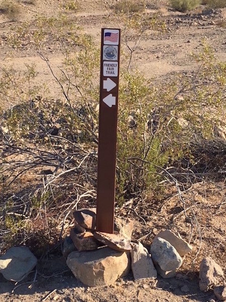 Sign at the beginning of the trail. Best route is to head right. Most riders take it counter-clockwise.