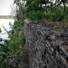 Rock wall over Lake Lehigh along the Lakeside West Trail at Lehigh Portland Trails.