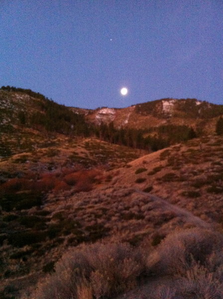 Full moon rising in the back of Vicee Canyon.