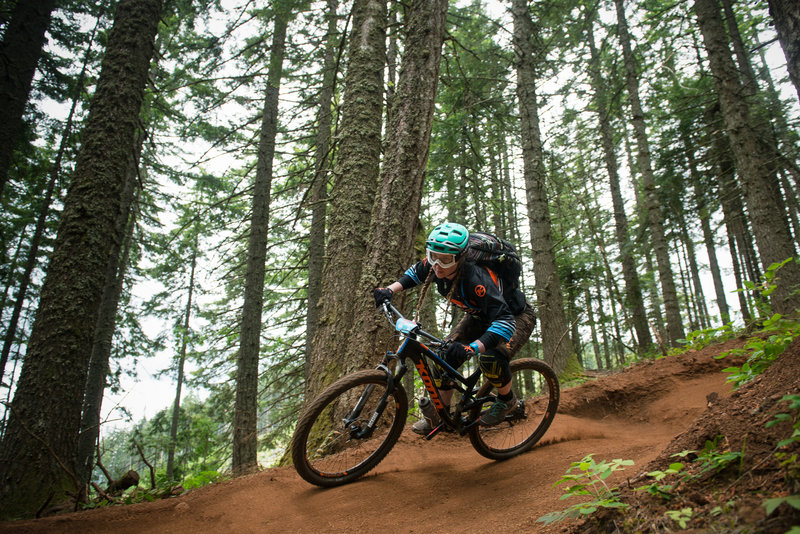 Hannah Bergemann focuses on the best line on Grand Prix (158) during the Cascadia Dirt Cup.