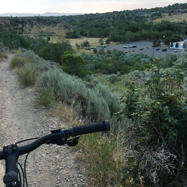 Looking at Rainbow Gardens from the Downhill Loop right before some mean switchbacks