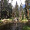 First creek crossing on Christina Lake Trail.