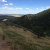 View from the top of the Chimney Gulch Trail at Lookout Mountain. Looking toward Golden and downtown Denver.