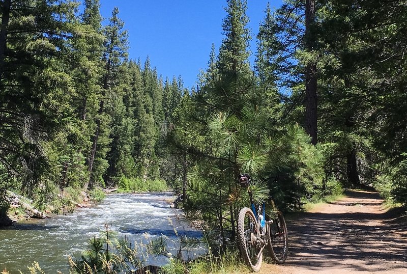 FS road 3N14 as it follows the Stanislaus River into the Sierra Mtns.