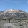 Riding across the Plains of Abraham with the crater peak in the back.