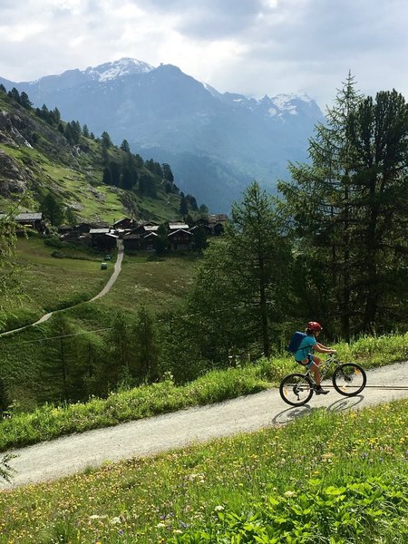 Climbing out of Zmutt up towards the Matterhorn.