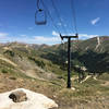 The road winds under the ski lifts at A-basin.